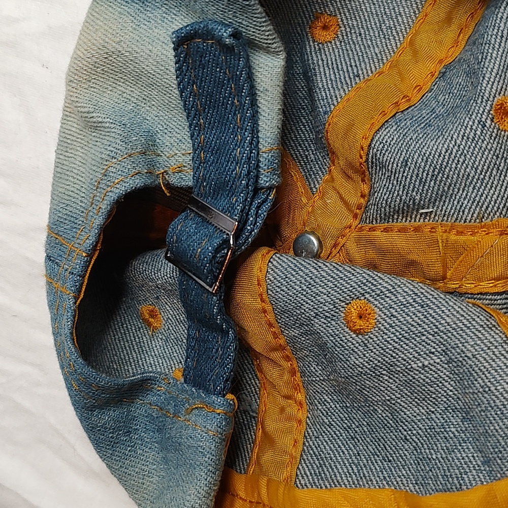 Bling American Flag Denim Distressed Jean Cap USA Hat - Picture 9 of 11